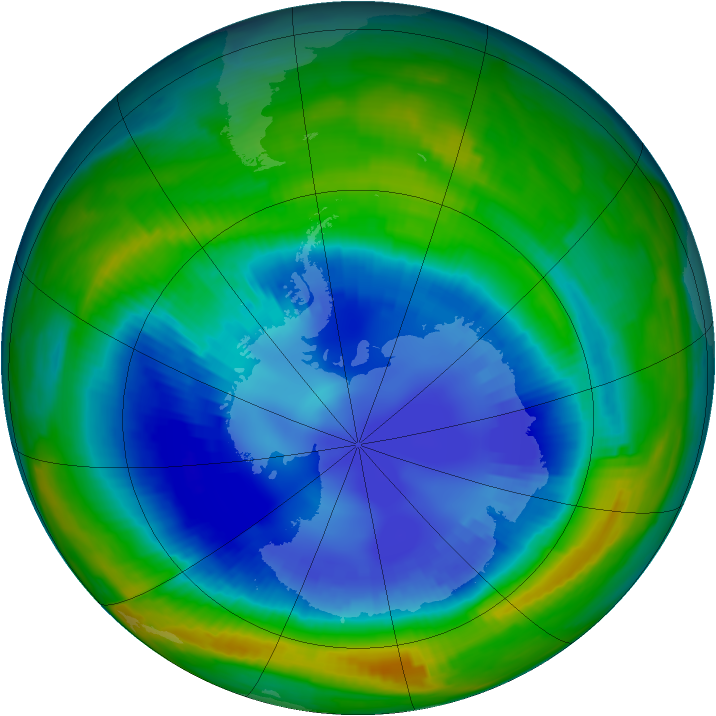 Antarctic ozone map for 27 August 1997